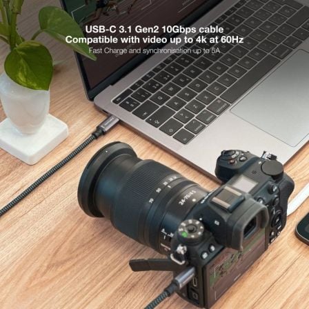 Nanocable Cable USB-C a USB-C 100W 10Gbps 2m Gris/Negro